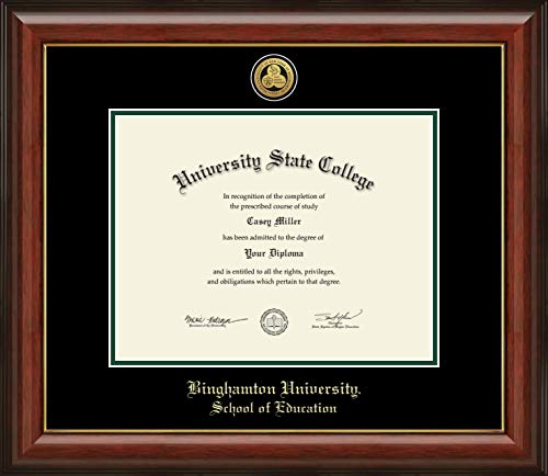 Binghamton University School of Education - Officially Licensed - Gold Medallion Diploma Frame - Document Size 11" x 8.5"