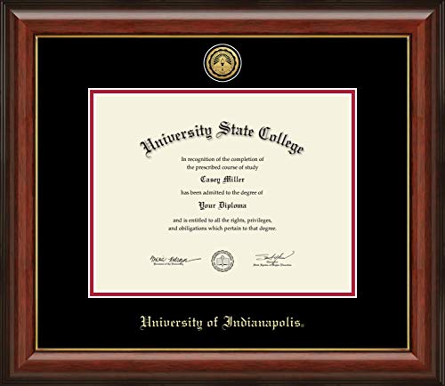 University of Indianapolis - Officially Licensed - PhD - Gold Medallion Diploma Frame - Document Size 11" x 8.5"