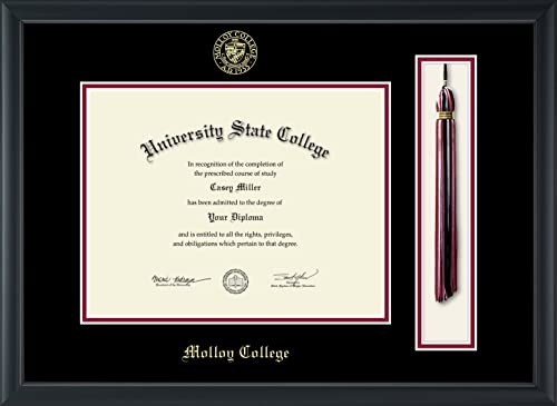 Molloy College - Officially Licensed - Gold Embossed Tassel Diploma Frame - Document Size 11" x 8.5"