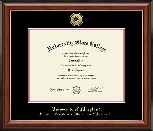 University of Maryland, College Park School of Architecture, Planning and Preservation - Officially Licensed - Gold Medallion Diploma Frame - Document Size 17" x 13"