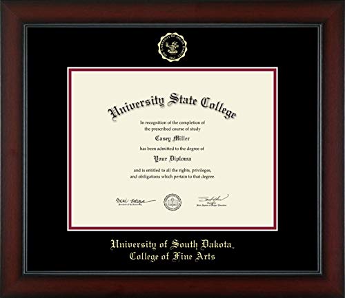 University of South Dakota College of Fine Arts - Officially Licensed - Gold Embossed Diploma Frame - Document Size 11" x 8.5"