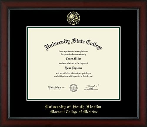 University of South Florida Morsani College of Medicine - Officially Licensed - Gold Embossed Diploma Frame - Document Size 14" x 11"