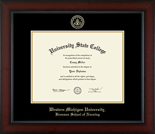 Western Michigan University Bronson School of Nursing - Officially Licensed - Gold Embossed Diploma Frame - Document Size 11" x 8.5"