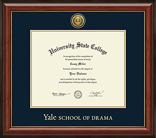 Yale University School of Drama - Officially Licensed - Gold Medallion Diploma Frame - Document Size 12.625" x 10.313"