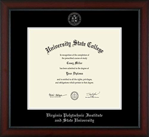 Virginia Polytechnic Institute and State University - Officially Licensed - Silver Embossed Diploma Frame - Document Size 15.5" x 13.5"