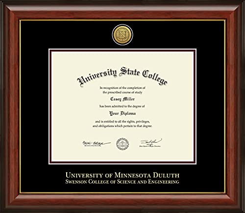 University of Minnesota Duluth Swenson College of Science and Engineering - Officially Licensed - Gold Medallion Diploma Frame - Document Size 11" x 8.5"