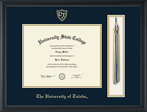 The University of Toledo - Officially Licensed - Bachelor's - Gold Embossed Tassel Diploma Frame - Document Size 10" x 8"