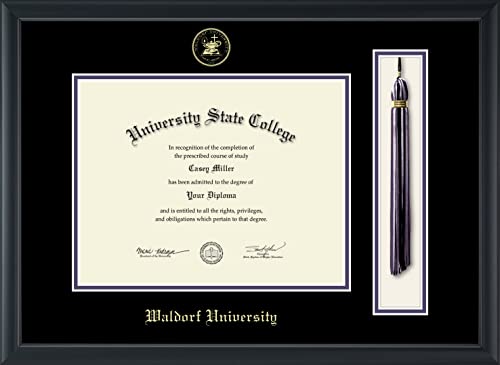 Waldorf University - Officially Licensed - Gold Embossed Tassel Diploma Frame - Document Size 11" x 8.5"