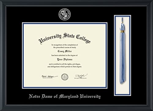 Notre Dame of Maryland University - Officially Licensed - Silver Embossed Tassel Diploma Frame - Document Size 11" x 8.5"