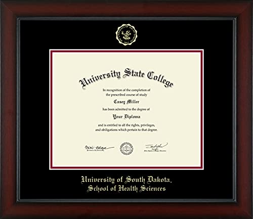 University of South Dakota School of Health Sciences - Officially Licensed - Gold Embossed Diploma Frame - Document Size 11" x 8.5"