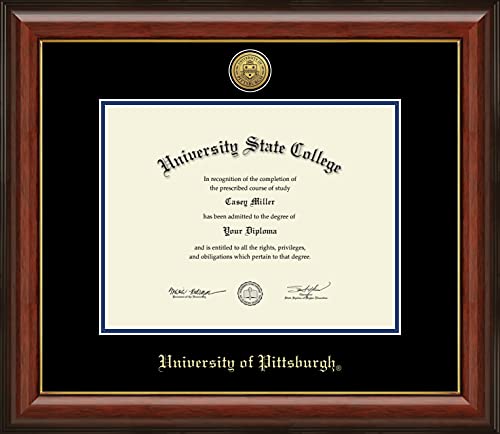 University of Pittsburgh at Bradford - Officially Licensed - Gold Medallion Diploma Frame - Document Size 11" x 8.5"