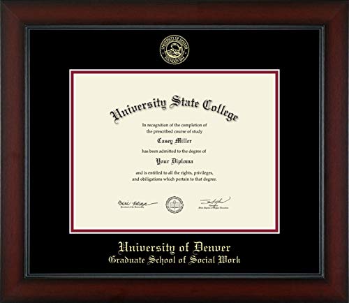 University of Denver Graduate School of Social Work - Officially Licensed - Gold Embossed Diploma Frame - Document Size 11" x 8.5"