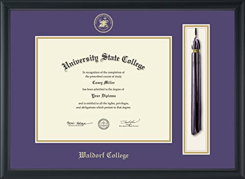 Waldorf College - Officially Licensed - Gold Embossed Tassel Diploma Frame - Document Size 11" x 8.5"