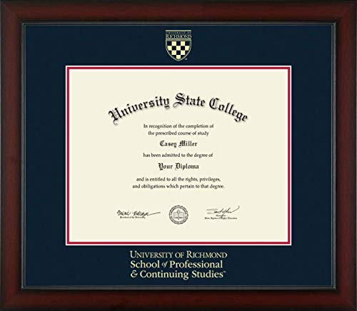 University of Richmond School of Professional & Continuing Studies - Officially Licensed - Gold Embossed Diploma Frame - Document Size 14.5" x 11.5"