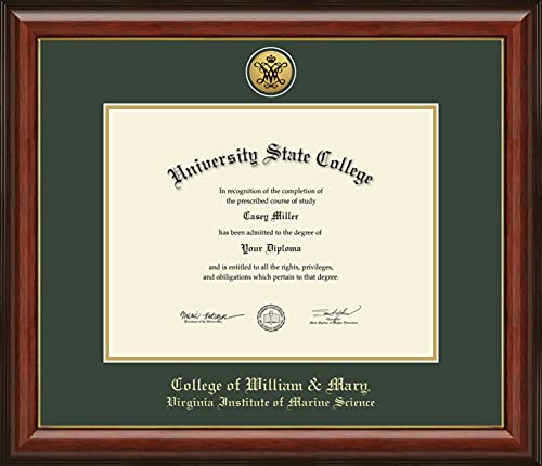 College of William & Mary Virginia Institute of Marine Science - Officially Licensed - Gold Medallion Diploma Frame - Document Size 13" x 10"