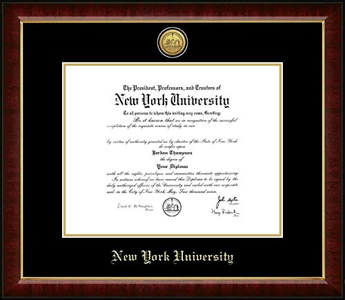 Church Hill Classics New York University - Gold Engraved Medallion - Featuring Murano Moulding - Officially Licensed - Diploma Size 14.25" x 11.25"