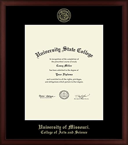 University of Missouri Columbia College of Arts and Science - Officially Licensed - Pre-Spring 2021 PhD - Gold Embossed Diploma Frame - Document Size 14" x 17"