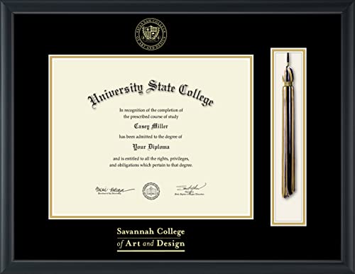 Savannah College of Art & Design - Officially Licensed - Gold Embossed Tassel Diploma Frame - Document Size 12.5" x 10"