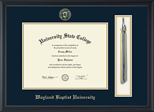 Wayland Baptist University - Officially Licensed - Gold Embossed Tassel Diploma Frame - Document Size 11" x 8.5"