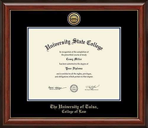 The University of Tulsa College of Law - Officially Licensed - Gold Medallion Diploma Frame - Document Size 14" x 11"