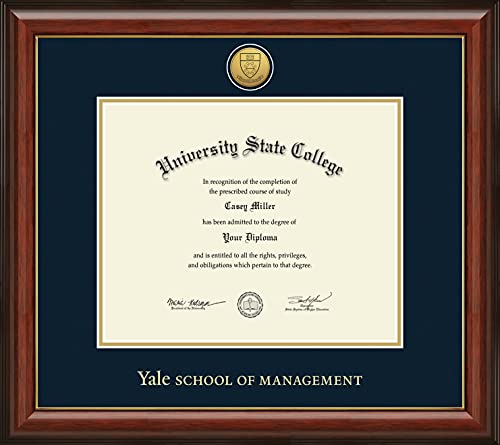 Yale University School of Management - Officially Licensed - Gold Medallion Diploma Frame - Document Size 12.625" x 10.313"