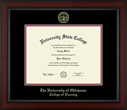 The University of Oklahoma College of Nursing - Officially Licensed - Gold Embossed Diploma Frame - Document Size 11" x 8.5"