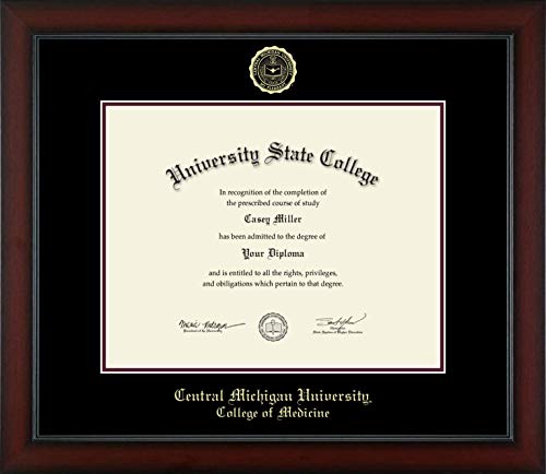 Central Michigan University College of Medicine - Officially Licensed - PhD - Gold Embossed Diploma Frame - Document Size 14" x 11"