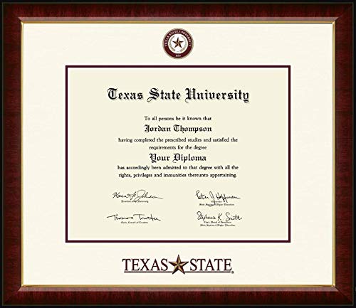 Church Hill Classics Texas State University - Dimensions Edition - Featuring Murano Moulding - Officially Licensed - Diploma Size 14" x 11"