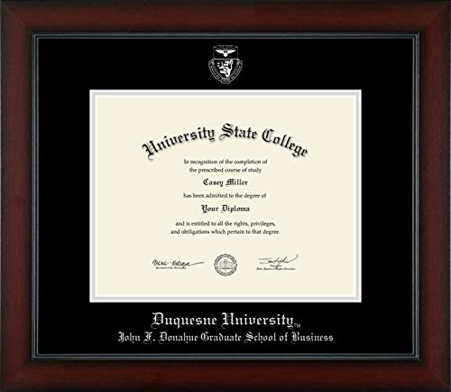 Duquesne University John F. Donahue Graduate School of Business - Officially Licensed - Bachelor's/Master's - Silver Embossed Diploma Frame - Document Size 11" x 8.5"