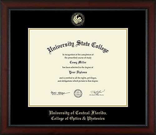 University of Central Florida College of Optics & Photonics - Officially Licensed - Gold Embossed Diploma Frame - Document Size 14" x 11"