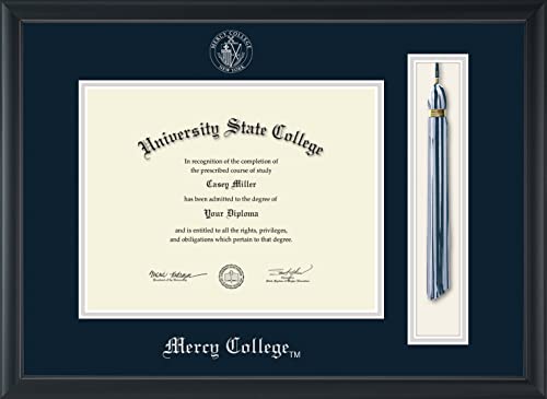 Mercy College - Officially Licensed - Silver Embossed Tassel Diploma Frame - Document Size 11" x 8.5"