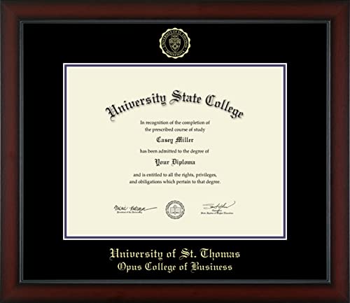 University of St. Thomas Opus College of Business - Officially Licensed - Gold Medallion Diploma Frame - Document Size 14" x 11"