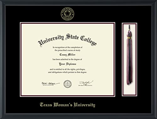 Texas Woman's University - Officially Licensed - Gold Embossed Tassel Diploma Frame - Document Size 14" x 11"