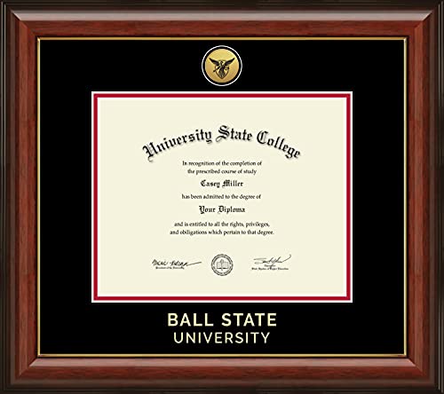 Ball State University - Officially Licensed - Gold Medallion Diploma Frame - Document Size 10" x 8"