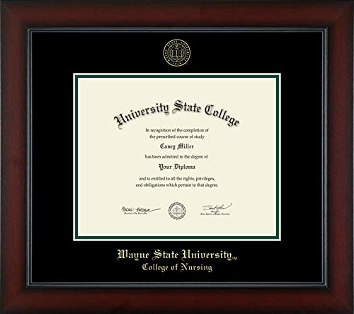 Wayne State University College of Nursing - Officially Licensed - Gold Embossed Diploma Frame - Document Size 10" x 8"
