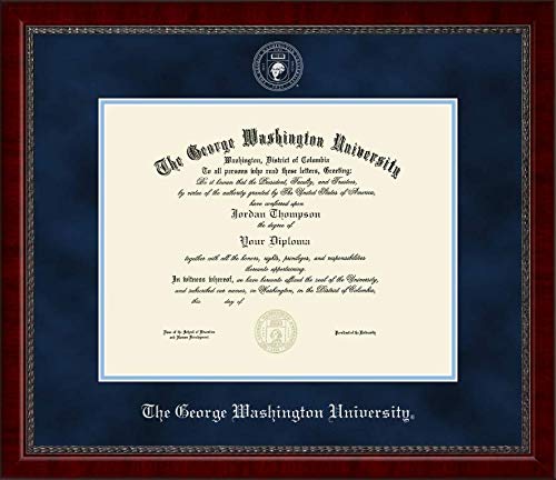 Church Hill Classics The George Washington University - Silver Embossed - Featuring Sutton Moulding - Officially Licensed - Diploma Size 14" x 11"