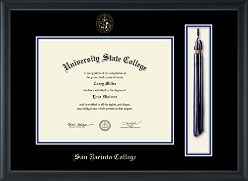 San Jacinto College - Officially Licensed - Gold Embossed Tassel Diploma Frame - Document Size 11" x 8.5"