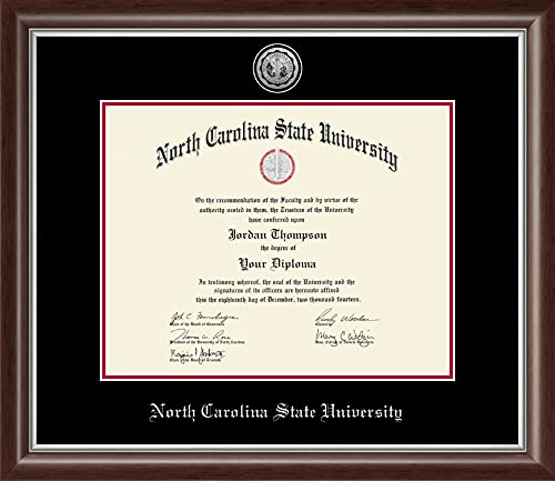 Church Hill Classics North Carolina State University - Silver Engraved Medallion - Featuring Devonshire Moulding - Officially Licensed - Diploma Size 14" x 11"