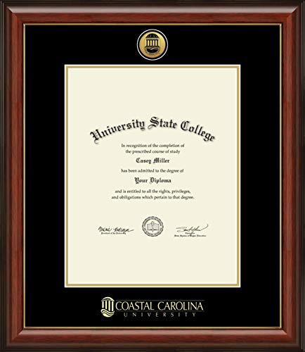 Coastal Carolina University - Officially Licensed - Gold Medallion Diploma Frame - Document Size 11" x 14"