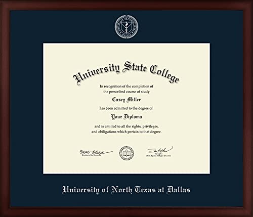 University of North Texas at Dallas - Officially Licensed - Silver Embossed Diploma Frame - Document Size 14" x 11"