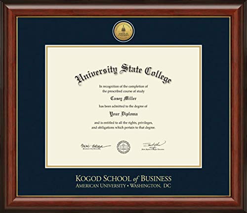 American University Kogod School of Business - Officially Licensed - Gold Medallion Diploma Frame - Document Size 14" x 11"