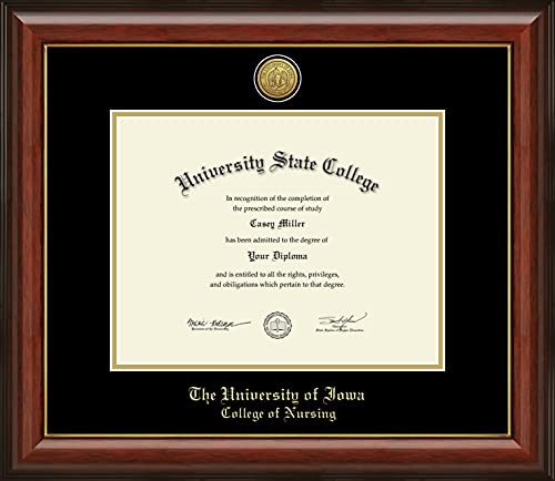 Framerly For The University of Iowa College of Nursing - Officially Licensed - Gold Medallion Diploma Frame - Document Size 11" x 8.5"