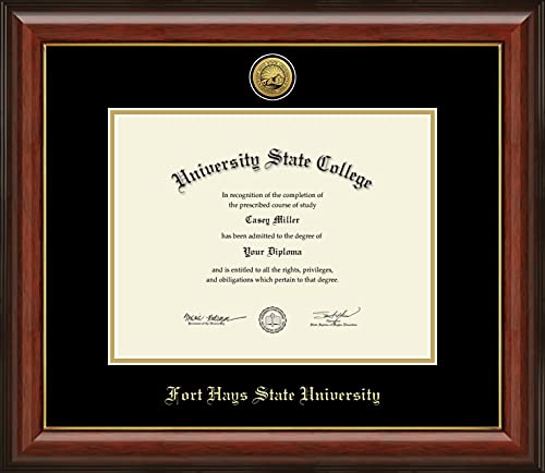 Fort Hays State University - Officially Licensed - Gold Medallion Diploma Frame - Document Size 11" x 8.5"