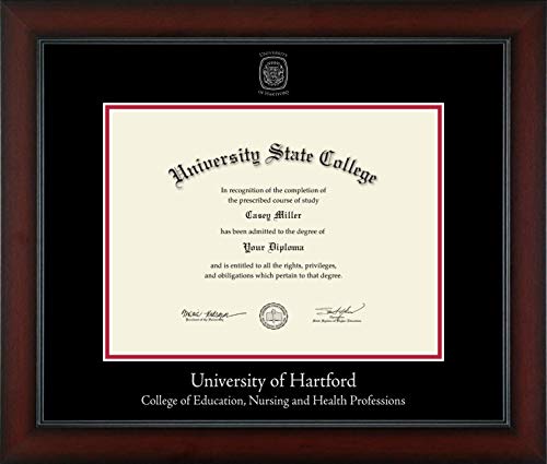 University of Hartford College of Education, Nursing and Health Professions - Officially Licensed - Silver Embossed Diploma Frame - Document Size 12" x 9"