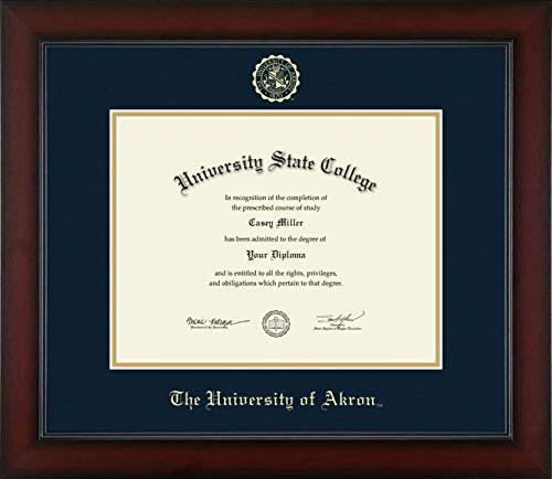 The University of Akron - Officially Licensed - Gold Embossed Diploma Frame - Document Size 11" x 8.5"