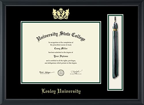 Lesley University - Officially Licensed - Gold Embossed Tassel Diploma Frame - Document Size 11" x 8.5"