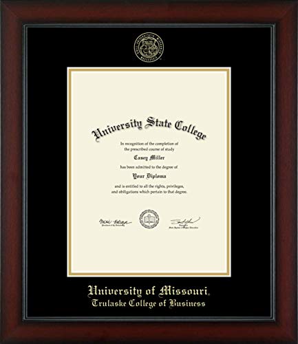 University of Missouri Columbia Trulaske College of Business - Officially Licensed - Bachelor's/Master's - Gold Embossed Diploma Frame - Document Size 8.5" x 11"