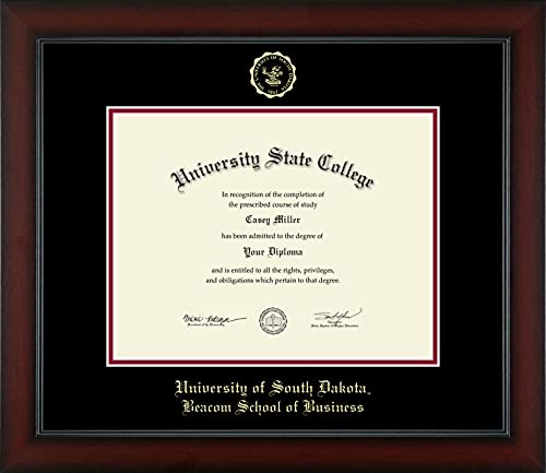 University of South Dakota Beacom School of Business - Officially Licensed - Gold Embossed Diploma Frame - Document Size 11" x 8.5"