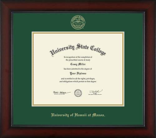 University of Hawaii at Manoa - Officially Licensed - Gold Embossed Diploma Frame - Document Size 10" x 8"