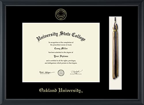 Oakland University - Officially Licensed - Gold Embossed Tassel Diploma Frame - Document Size 11" x 8.5"